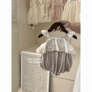 Baby Clothes Summer Photo Romper for Girls, Sweet Soft Bodysuit for 100 Days and First Birthday Outing