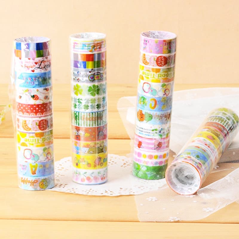 Korean-style cute cartoon tape, small colored decorative tape for office use, DIY colored tape assorted colors