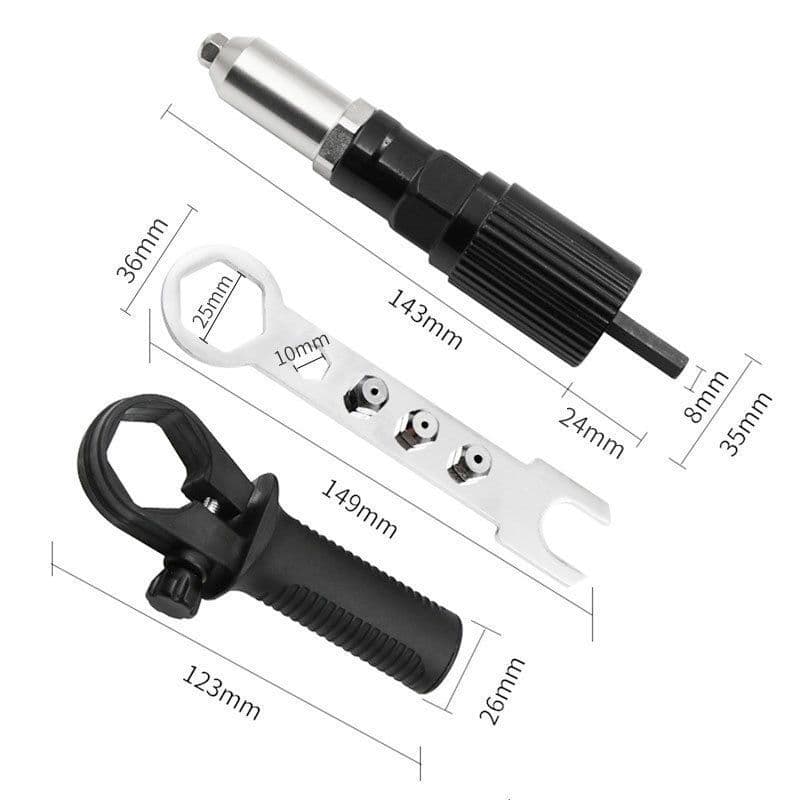 Electric rivet gun adapter, nut gun, riveting, pop rivet, electric drill, electric upgrade rivet gun, rivet gun