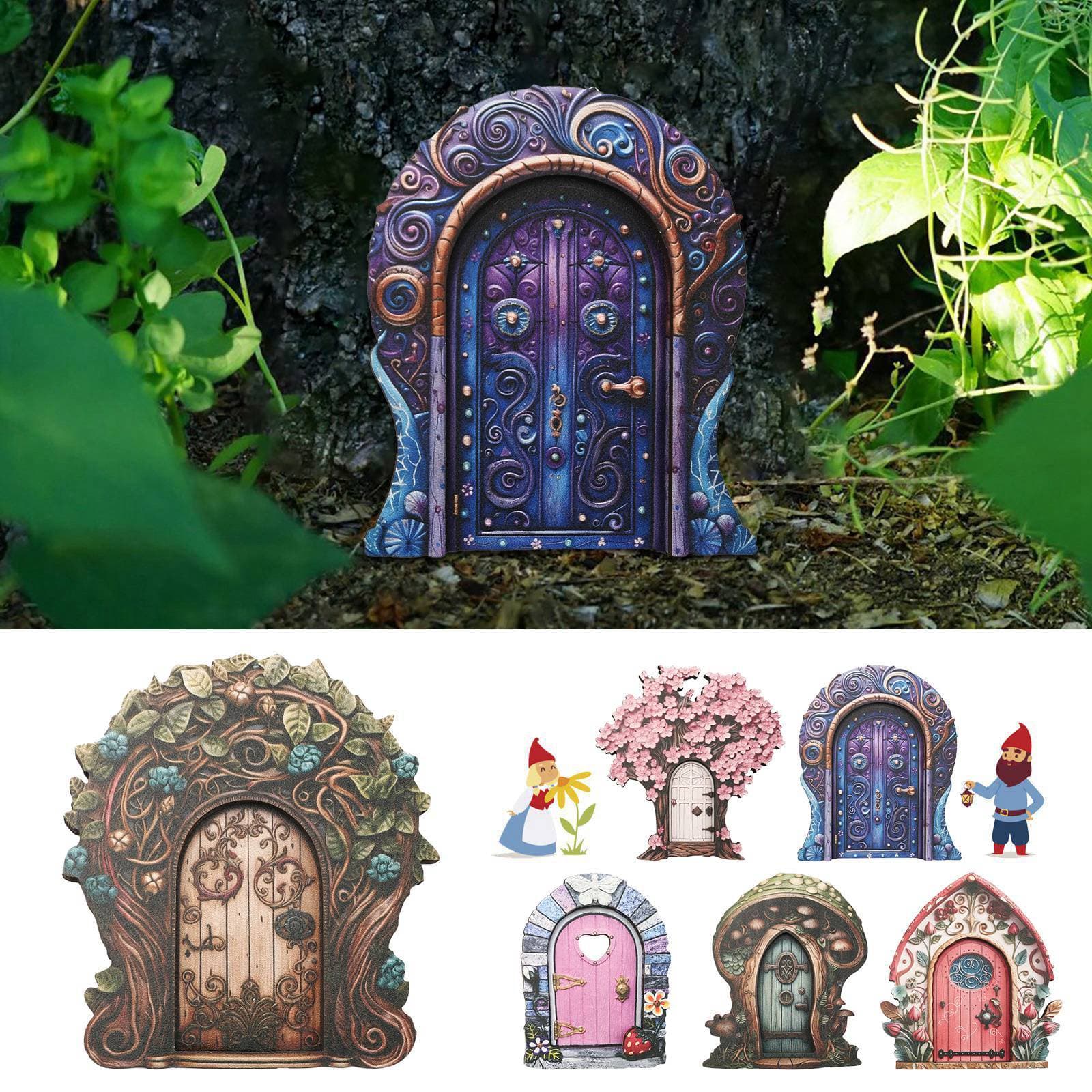 Garden Elf Door Wooden Decoration Garden Creative Fairy House Home Living Room Desktop Micro Landscape Decoration