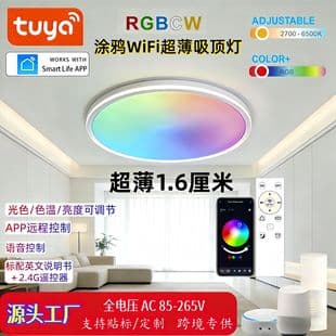 Tuya Smart Ultra-Thin Ceiling Light, WiFi Ceiling Light, RGBCW, Cross-Border Supply, 24W, Alexa & Google Compatible