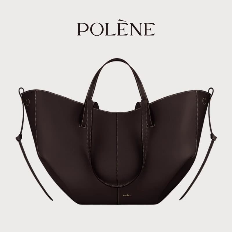 In Stock Polene Cyme Wing Bag Cowhide Bucket Bag Handbag Tote Large Capacity Commuter Women's Bag