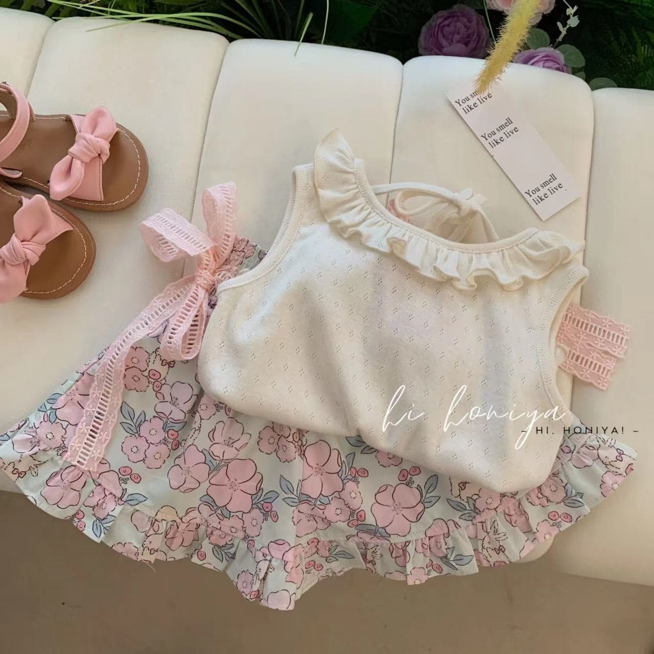 Baby girl floral skirt suit 2026 summer new style children's 1 children's versatile skirt western style 2 girls Korean version two-piece set
