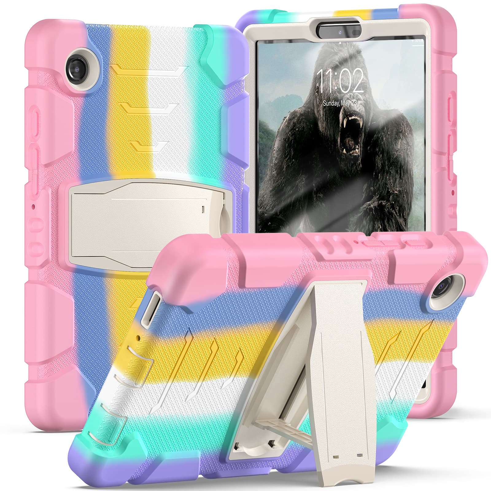 Samsung Tab A9 Plus 11-inch Rugged Tablet Case, A9 Silicone Full-Body Stand Shockproof Cover