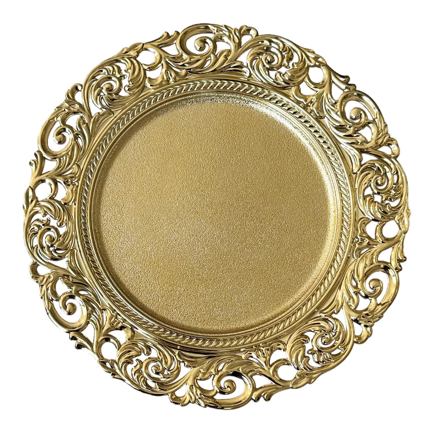 Cross-border Trade European Style Western Dining Wedding Hotel Gold Electroplated Decorative Plastic Charger Plate