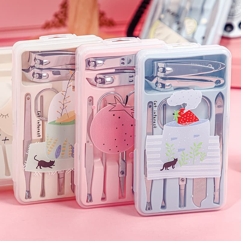 Viral Cartoon Stainless Steel Nail Scissors Set 7-Piece Pedicure Knife Beauty Pliers Manicure Tool Wholesale Supply