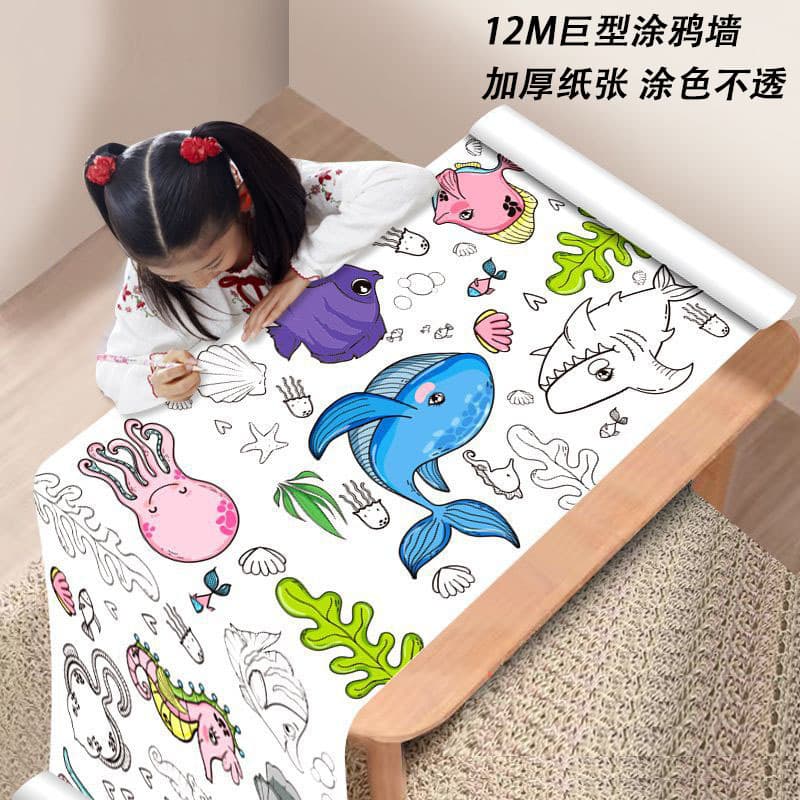 Coloring Scroll Paper for Kids Graffiti Drawing Book Canvas Painting Book Coloring Book Material Wood Pulp Basic Supplies