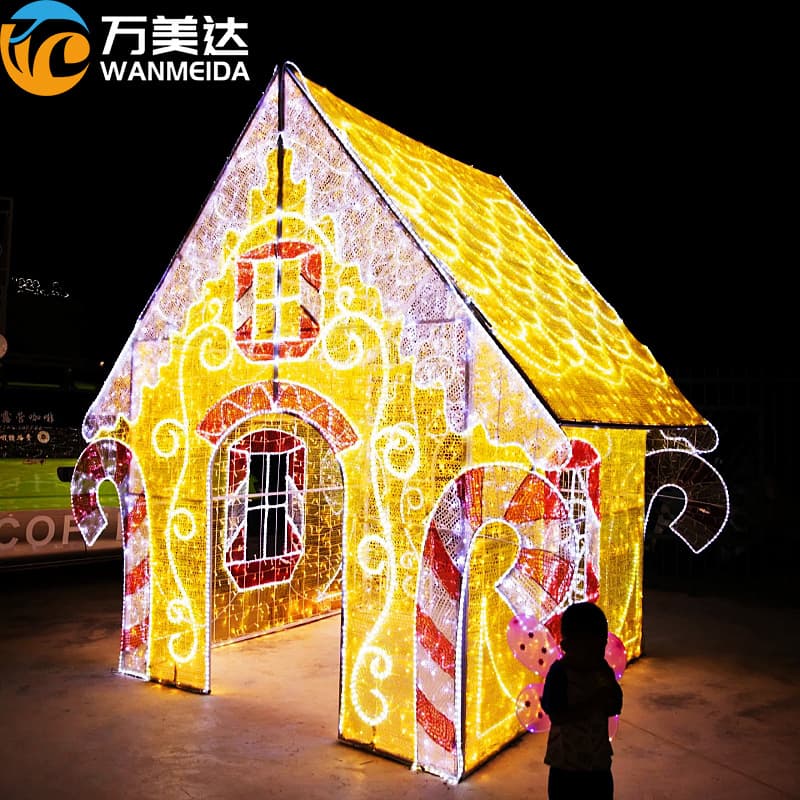LED Christmas House Decoration Modeling Box Gift Landscape Snowflake Candy Cane Craft House Christmas Installation Light
