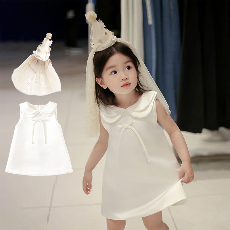 High-end Birthday Dress for Girls Satin Elegant Baby Toddler Princess Gown for Hosts