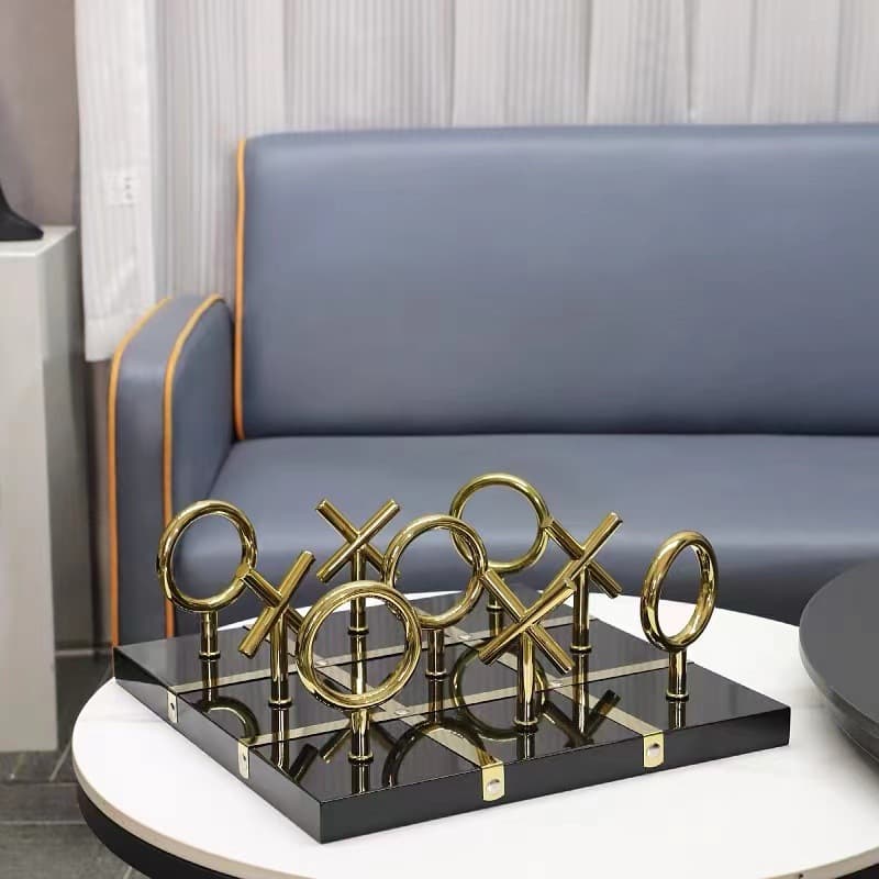 Modern Minimalist Creative Leather Metal Chessboard Showroom Sales Office Desktop Balcony Coffee Table Decorative Art Piece