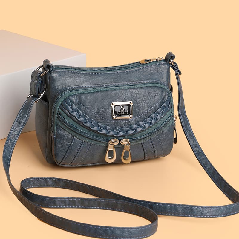 Fashion casual soft leather middle-aged and elderly women's bag large capacity shoulder bag crossbody bag women's soft leather mother bag small square bag