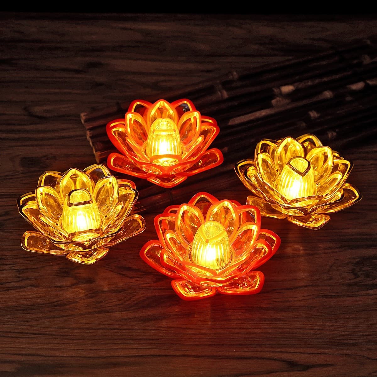 LED Candle Lotus Lamp, Temple Buddha Offering Electronic Butter Lamp, Simulated Eternal Light Candle Holder Ornament for Worship