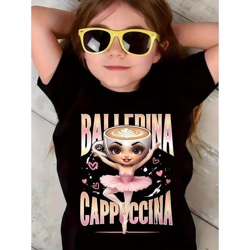 Ouma Cross-Border Cotton [Kids Ballerina T Shirt] Kids' Playful Ballerina C