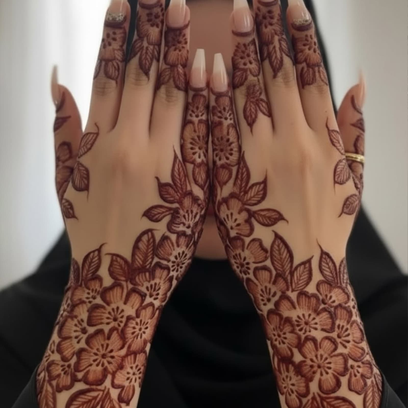 Cross-border New European and American Red Henna Rose Flower Totem Temporary Tattoo Sticker Henna Tattoo on Back of Hand