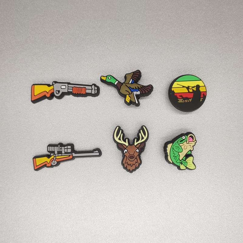 Shoe Charms for Crocs, Cartoon Star Shotgun Hunting Game Shoe Decorations