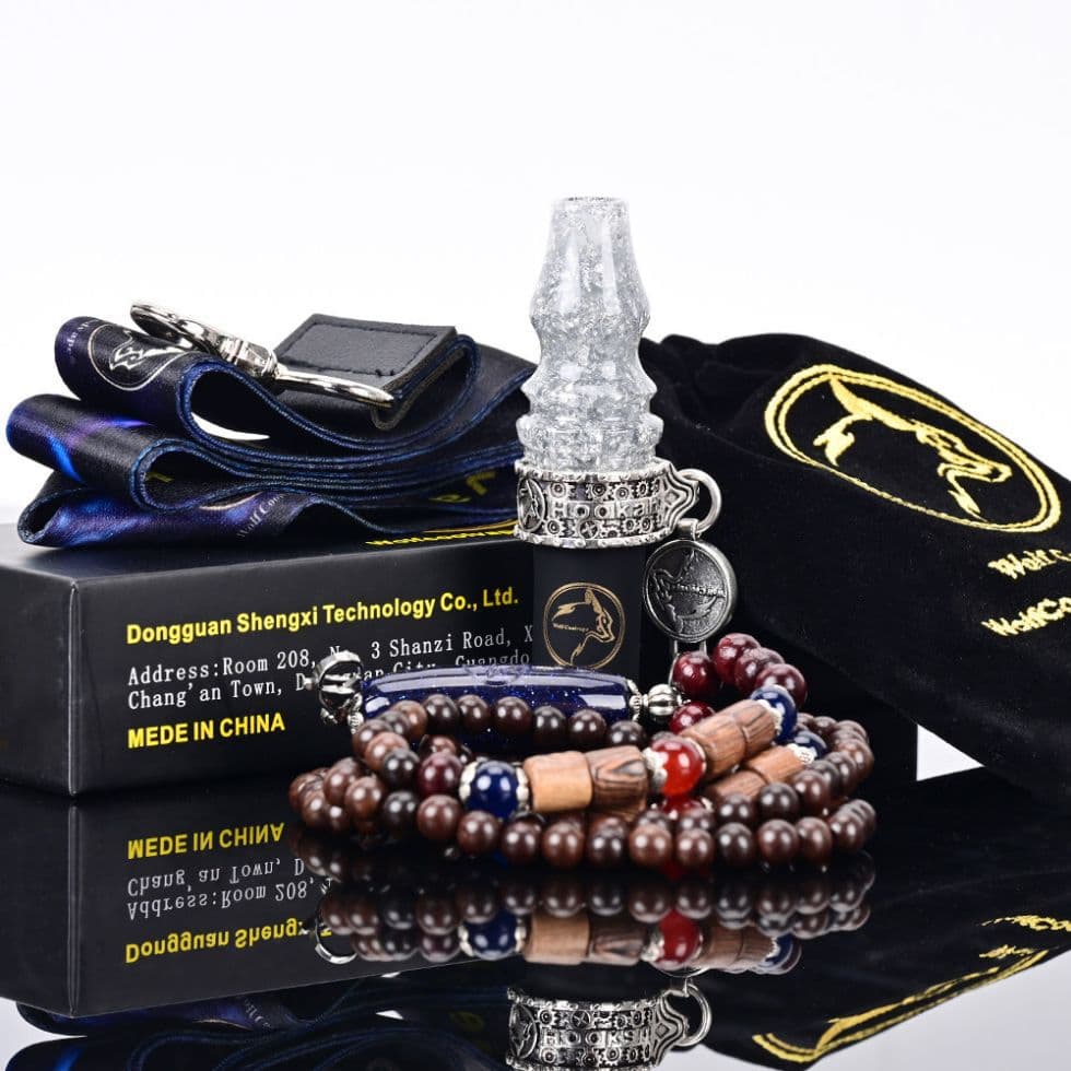 WOLF COOLVAPE Hookah gold foil resin mouthpiece Arabian style double chain hookah mouthpiece with storage bag