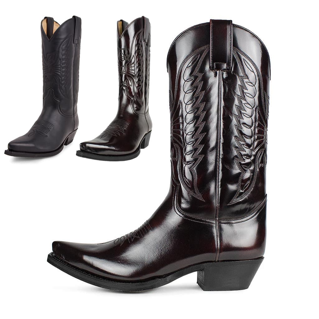 Foreign trade shoes industry European and American men and women 35-48 embroidery 9091 pointed toe high heel western cowboy boots set color men's and women's boots