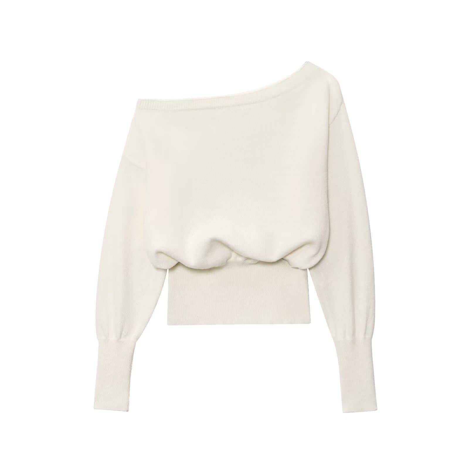 European and American cross-border women's clothing wholesale women's off-shoulder loose slim one-shoulder bottoming sweater sweater