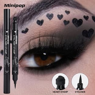MINIPOP Double-ended Stamp Eyeliner Waterproof Sweat-proof Non-smudge Long-lasting Deep Black Eyeliner Liquid Eyeliner