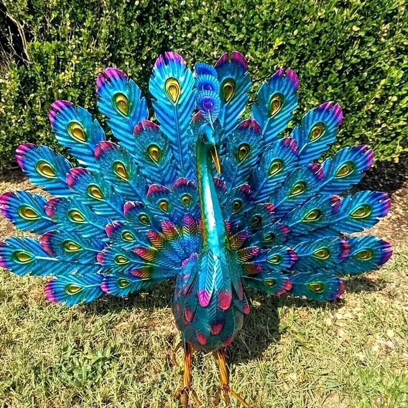 New Cross-border Single 3D Metal Peacock Statue