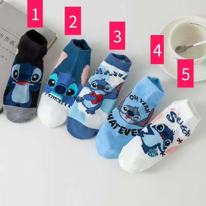Temu Export Socks Dropshipping Labeling Cartoon Socks Korean Style Casual Women's Socks Stitch Ankle Socks Wholesale