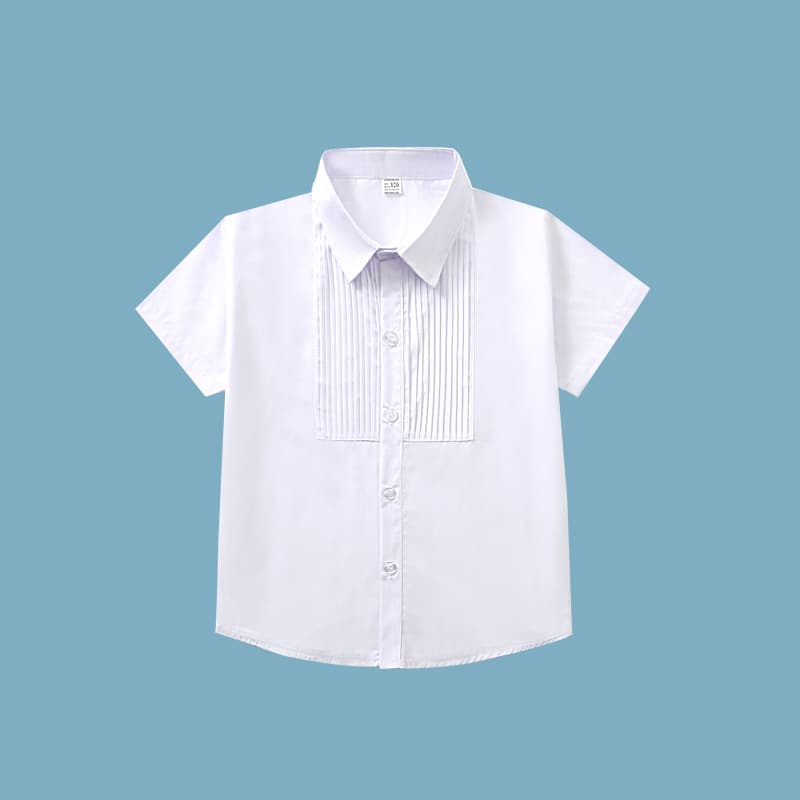 Boys' and girls' wrinkle-resistant short-sleeved white shirts, school uniforms, white shirts that do not shrink or wrinkle.