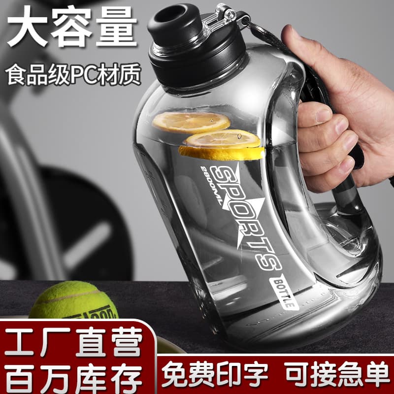 Large Capacity Plastic Water Bottle with Straw, High-Temperature Resistant Summer Fitness Sports Mug