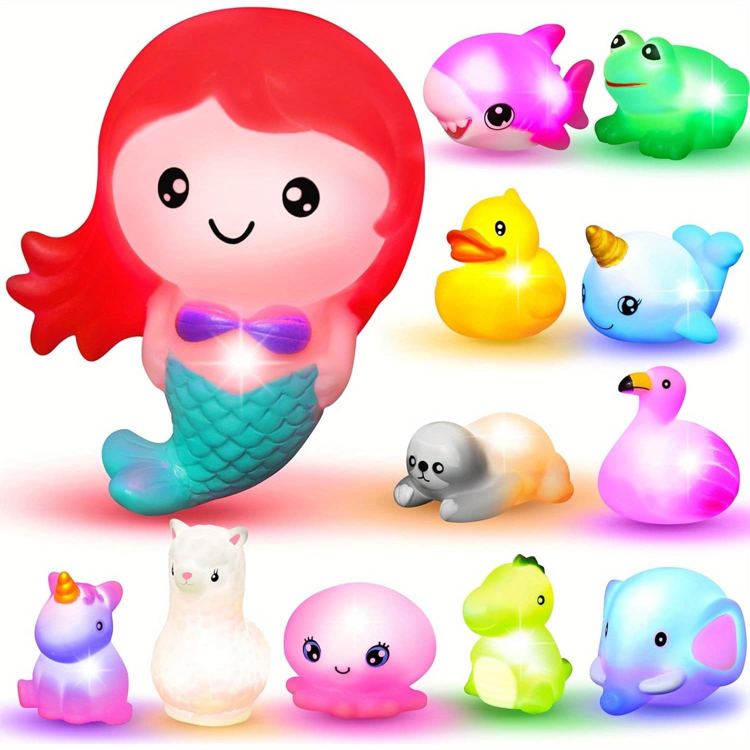 Light Up Bath Toys 2/6/8/12pcs Rubber Flashing Cross-border