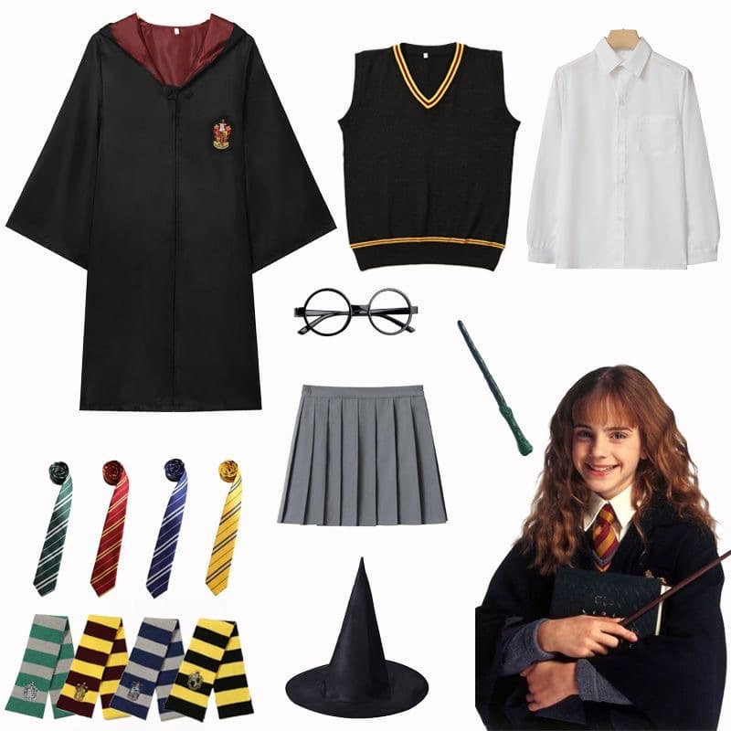 Harry Potter Wizard Robe Kids Costume Cosplay Cape School Uniform Outfit Halloween Performance