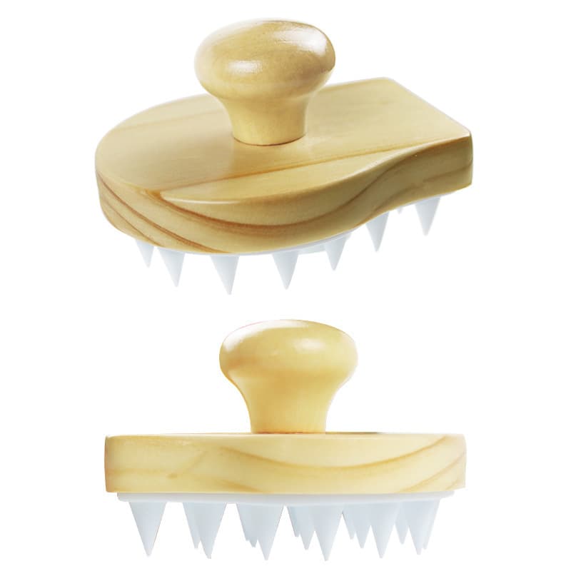 Lotus Wood TPE Shampoo Brush - Household Hair Cleaning Tool, Gentle on Scalp, Wet and Dry Massage Shampoo Comb