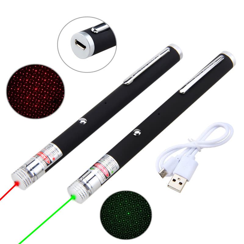 Rechargeable USB203 Built-in Battery Laser Pointer Pen Red Green Blue Purple Starlight Pointer