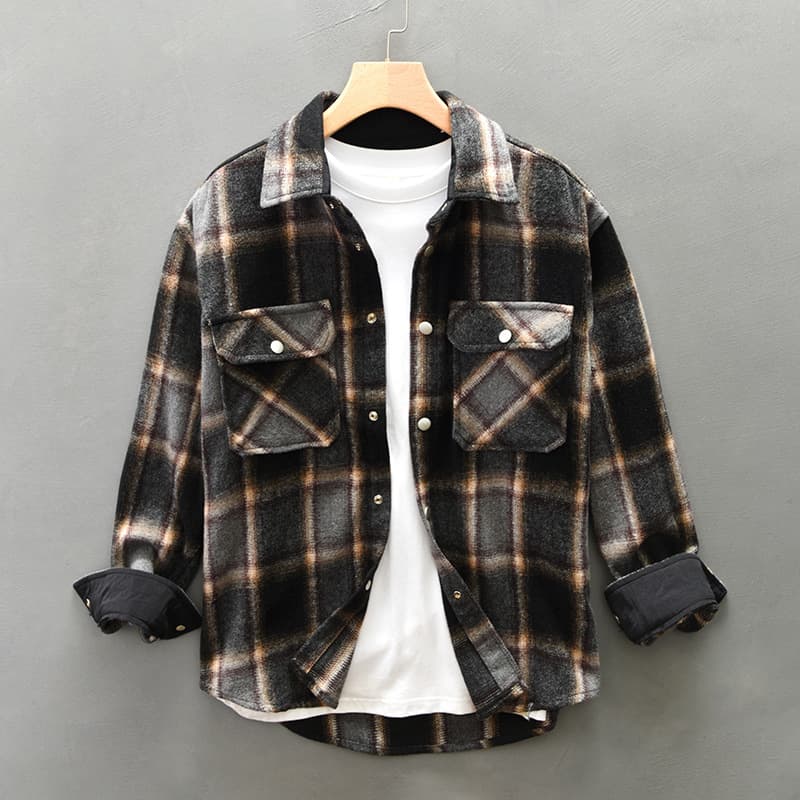 Z262 Men's Autumn New Retro Plaid Casual Shirt