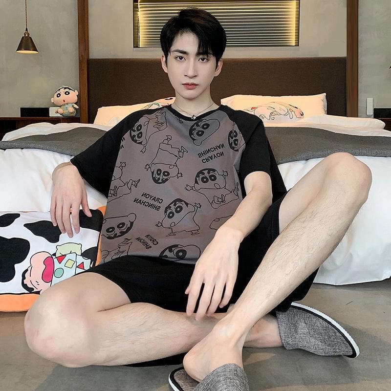 2025 Summer Pajamas for Men Teenagers Sports Short Sleeve Loose Casual Home Plus Size Set Men Wearable Outdoors