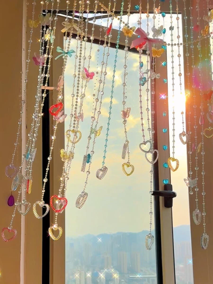 Bead curtain door curtain beaded partition curtain pendant crystal living room bedroom new girl DIY handmade decoration