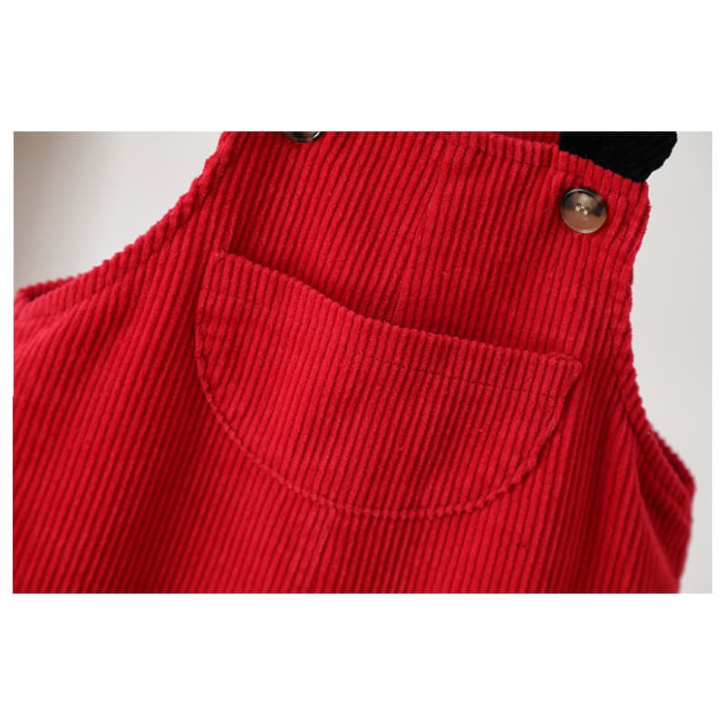 INS Kids' Overalls Winter 2024, Korean Style Corduroy Lined Overalls for 0-3 Years Old Babies, New Year Edition with Snap Buttons