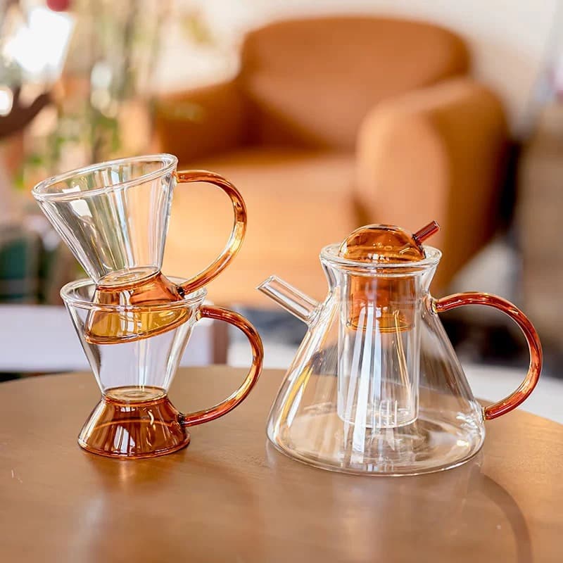 Household Borosilicate Glass Tea Infuser Teapot with Tea-Water Separation, Personal Tea Set, Compatible with Electric Ceramic Stove Heating