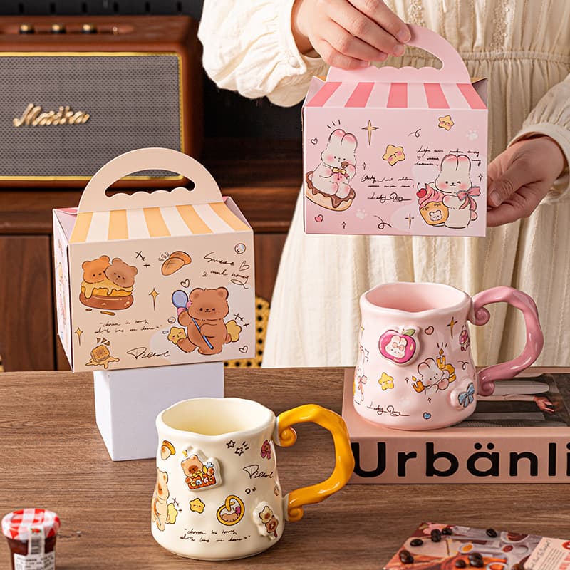 Cute Bear Mug Ceramic Cup High Aesthetic Home Water Cup Meaningful Practical Gift for Boyfriend Girlfriend