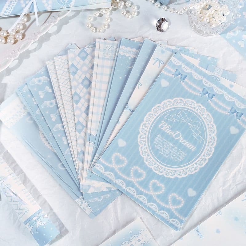 Dream River Blue Series Material Paper Ins Style Korean Ballet Style Background Paper Scrapbooking Kawaii Pain Bag Base Paper