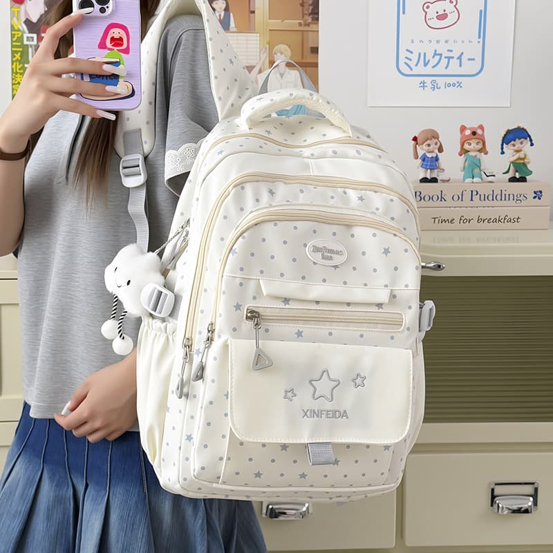 High-profile, contrasting color junior high school student schoolbag, large-capacity travel backpack, multi-layer lightweight, burden-reducing backpack for high school students