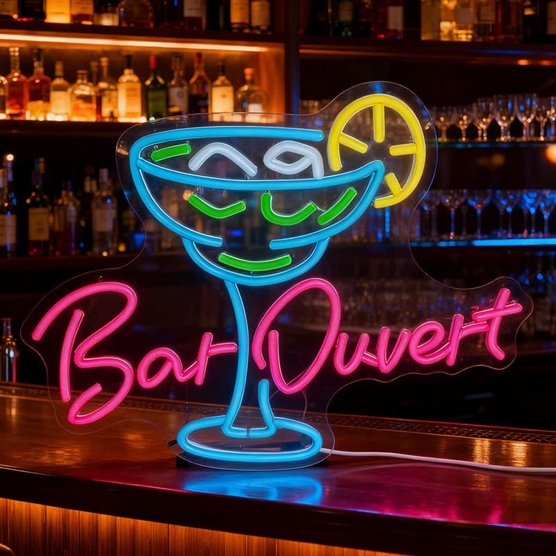 Creative cocktail-shaped neon "Bar" decoration for home décor and LED neon signs.