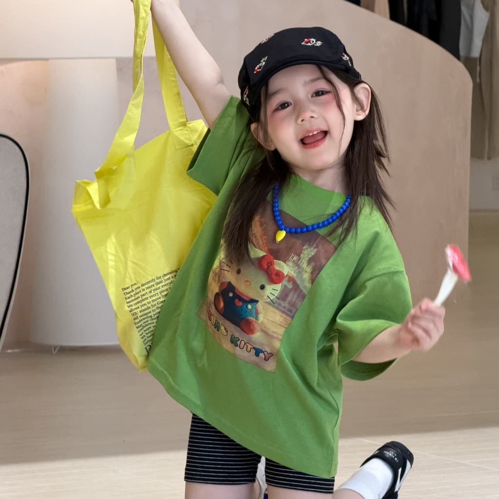 2026 Summer New Arrival Korean Style Kids Clothing Girls Round Neck Cartoon T-Shirt Baby Cartoon Short Sleeve T-Shirt Summer