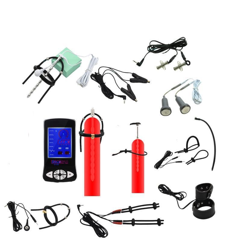 Electric Pulse Physiotherapy Masturbator Male Penis Ring Urethral Sound Female Nipple Clamp Massager SM Fetish Foreplay Toy