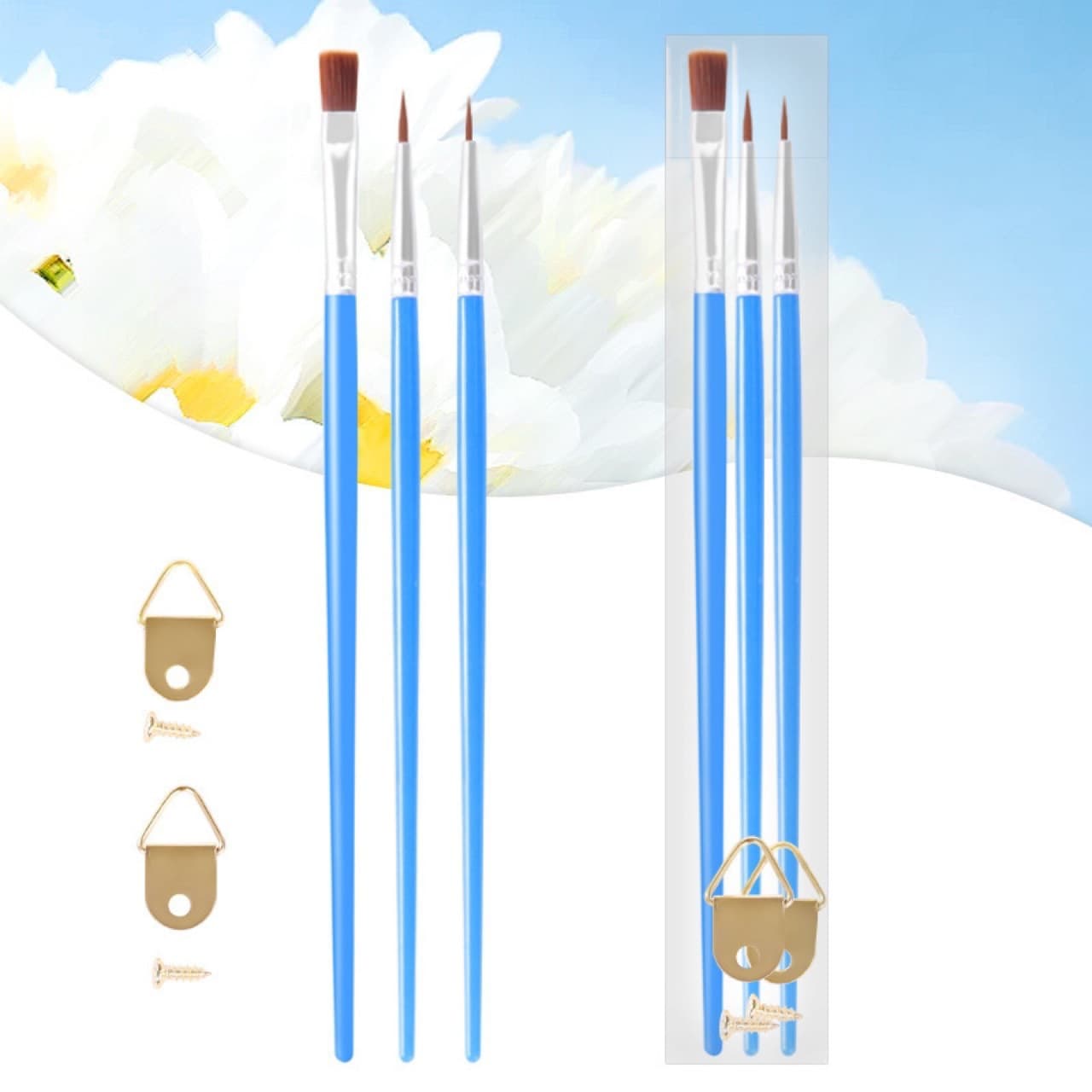 Cross-border 3-piece set digital oil painting outlining brushes, pigment filling brushes, children's doodle painting brushes, digital coloring