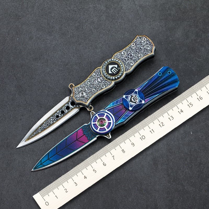 Outdoor Folding Knife Fingertip Gyro Knife Camping Multifunctional Mini Knife Portable High Hardness Survival Pocket Knife