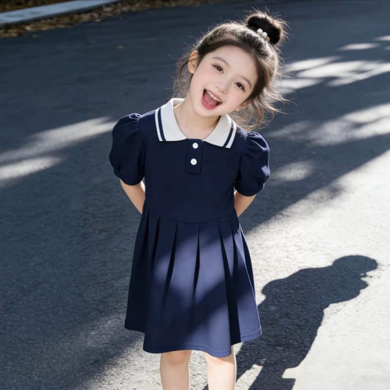 Girls Polo Dress Princess Dress Summer 2026 New Trendy School Style Short Sleeve Dress for Baby Girls