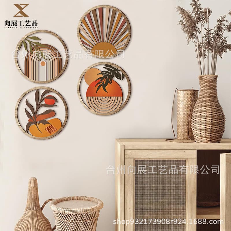 Bohemian Wooden Wall Decor Rustic Countryside Courtyard Hanging Art Western Bohemian Style Village Farmhouse Theme Home Decoration