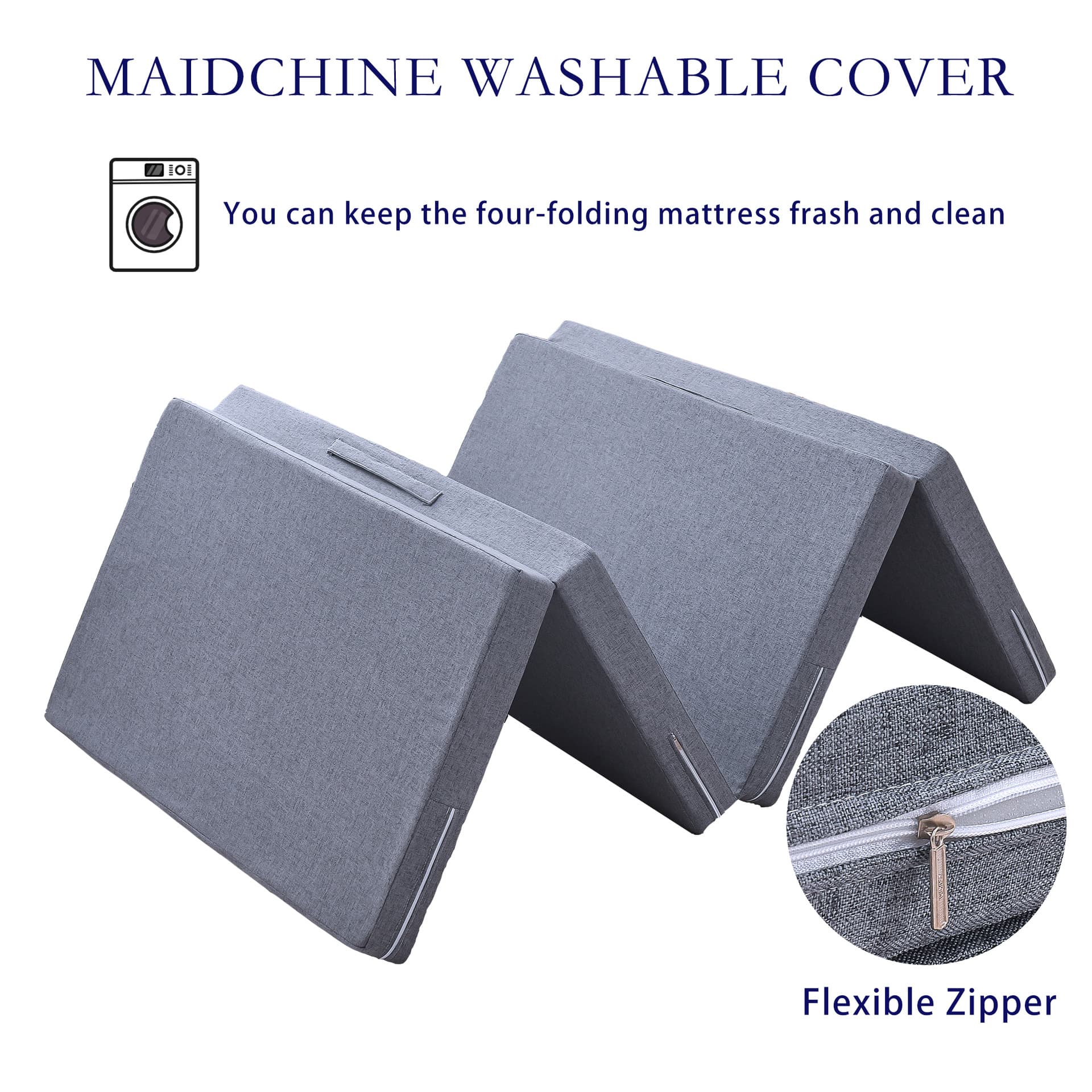 Four-Fold Sponge Folding Mattress Floor Sleeping Mat, Office Single Nap Mat, Japanese-style Lazy Tatami