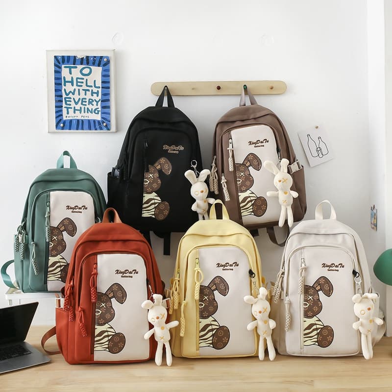 New Casual Travel Backpack for Girls, Cute Cartoon Design, Large Capacity Versatile Bag for Middle and High School Students