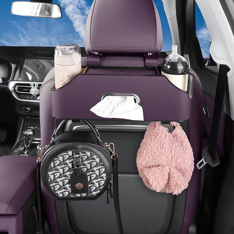 Car Seat Back Storage Box Tissue Hanging Bag Multifunctional Storage Case Vehicle Rear Seat Water Cup Phone Holder