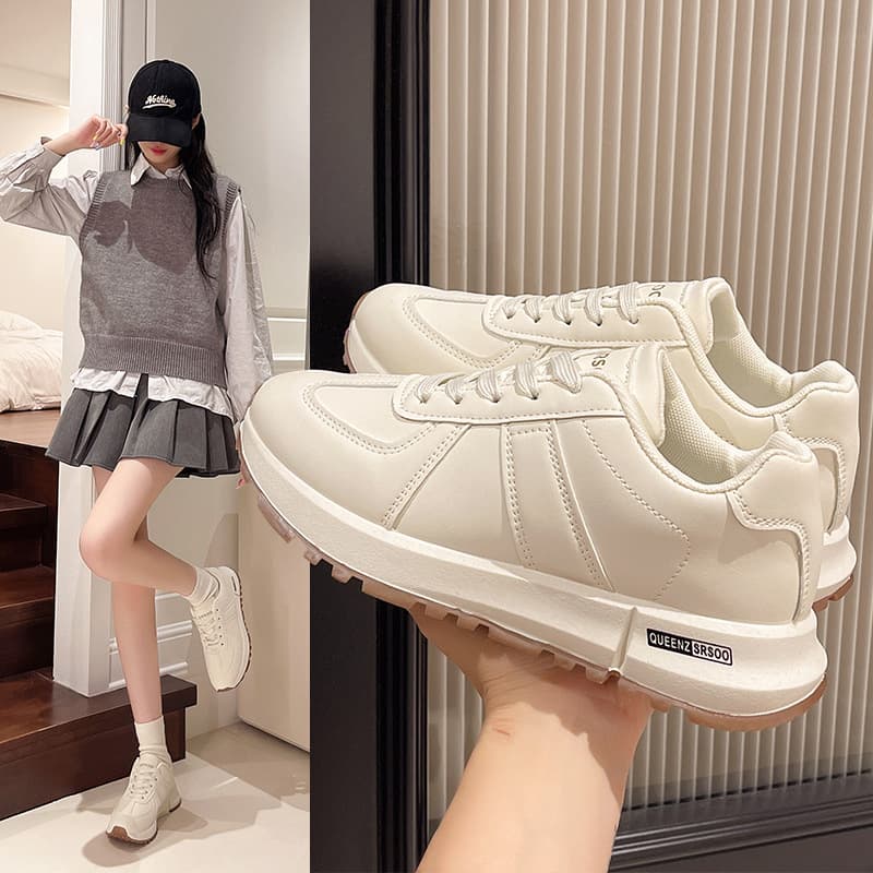 Vintage Fashion Versatile Thick-Soled White Sneakers for Women 2024 New Autumn Height-Increasing Casual Sports Agam Training Shoes